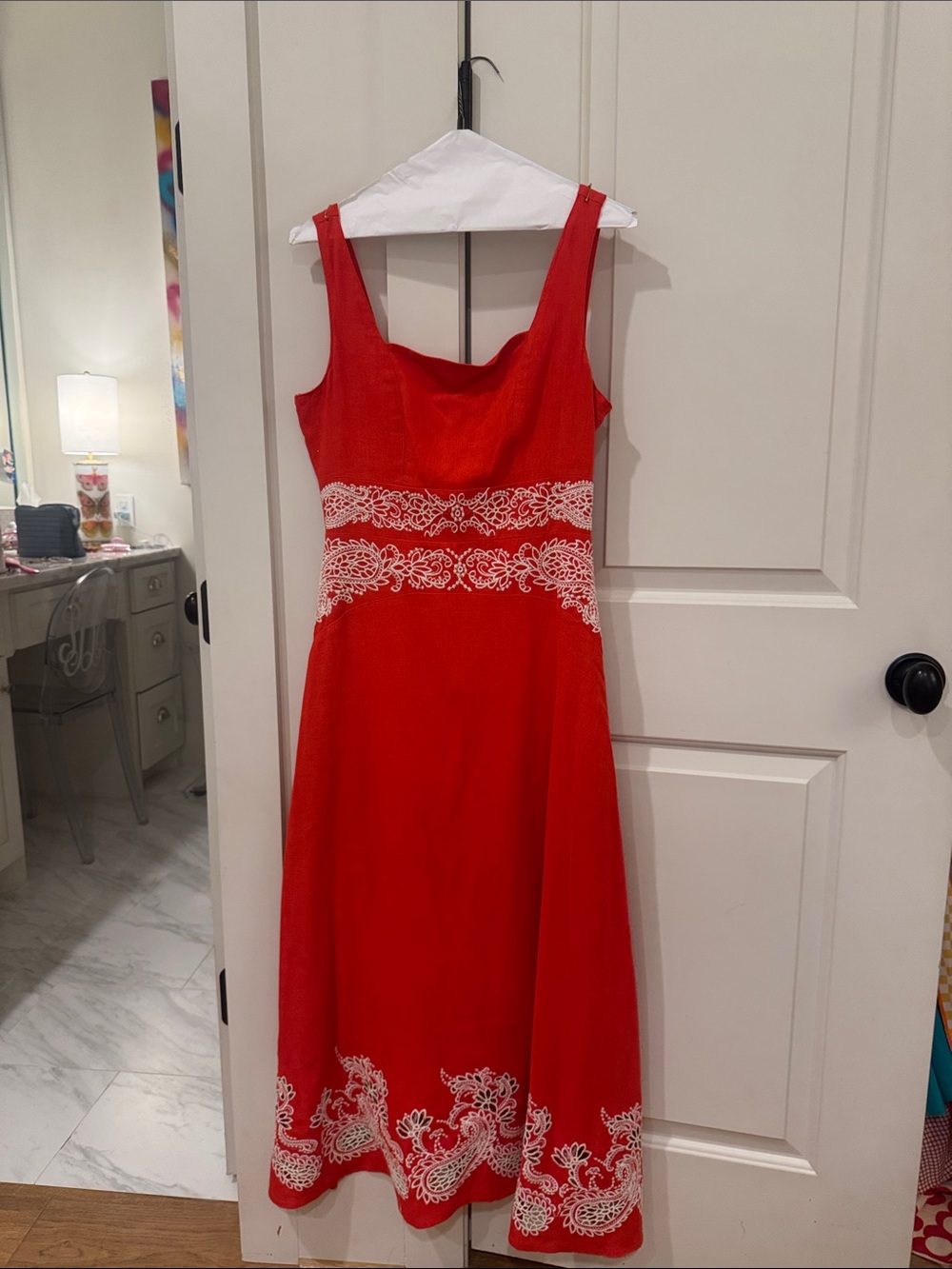 Ted Baker London Red Lace-Trim Summer Dress